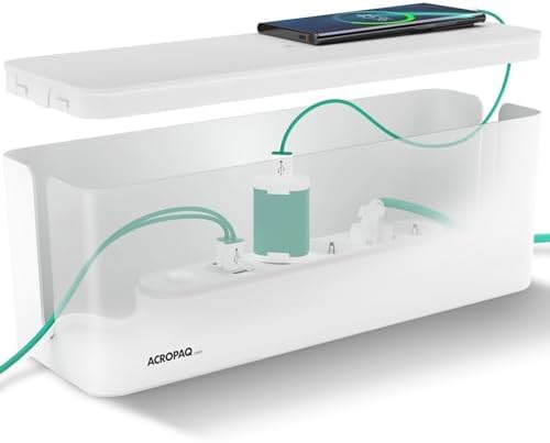 ACROPAQ Cable tidy box - Keep your cable tidy, Large (41 x 13 x 16 cm), Waterproof, Non-slip - Cable management box, Cab
