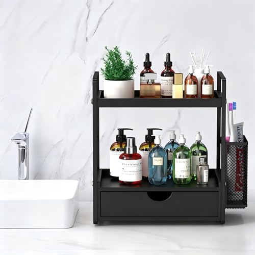 LEMIKKLE Bathroom Counter Organizer with Basket, Bathroom Organizers and Storage,Skincare Organizers for Vanity,Storage 