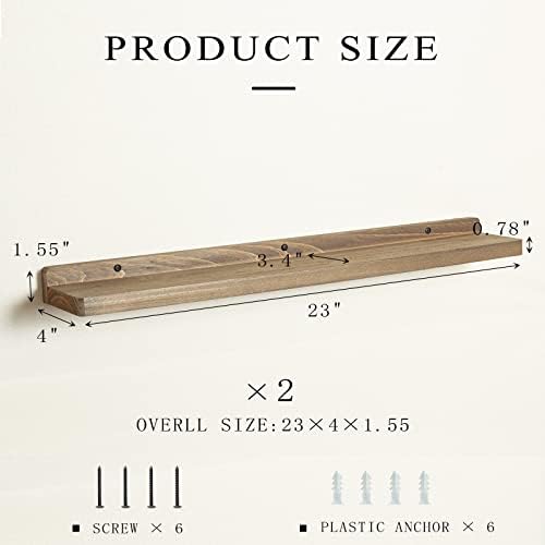 Freezing point Floating Shelf for Wall Set of 2 Natural Wood 23Inch Wall Shelves Decor Plant Display Collectibles Mounte
