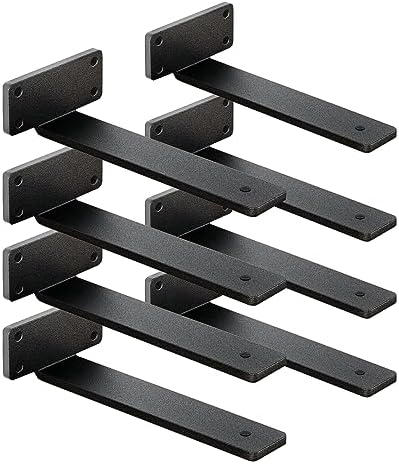 8 Pack Shelf Brackets 10 Inch Floating Shelf Bracket 1/5 inch Thick Heavy Duty Hidden Shelf Brackets Iron Metal Brackets