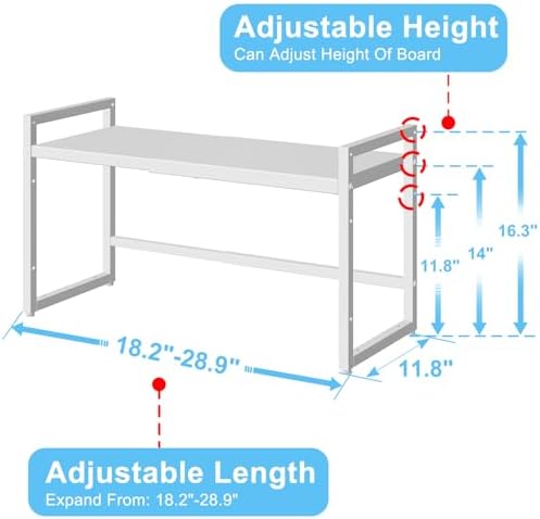 Expandable Kitchen Storage Shelves,110LBS Heavy Duty Metal Shelving Units and Storage For Small Appliance, Adjustable St