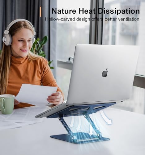 Aoviho Adjustable Laptop Stand for Desk,Portable Laptop Stand Holder and Riser,Foldable Aluminum Notebook Computer Stand