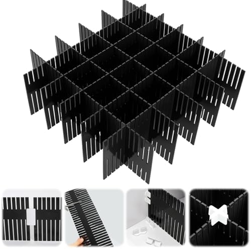Blosssound 15 Pcs 5.12 Tall Drawer Divider, Adjustable Organizer, Black