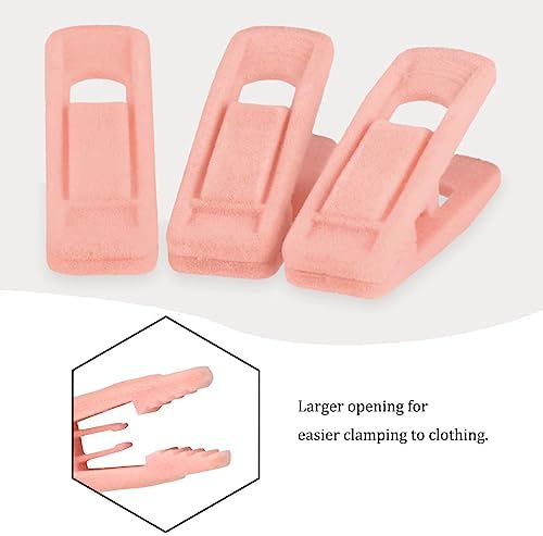 Tinfol Pink Velvet Hanger Clips Pack of 24, Pants Velvet Clips, Premium Large Opening Clothes Pin, Strong Finger Flocked Clip Perfect for Use with Slim-line Clothes Velvet Hangers