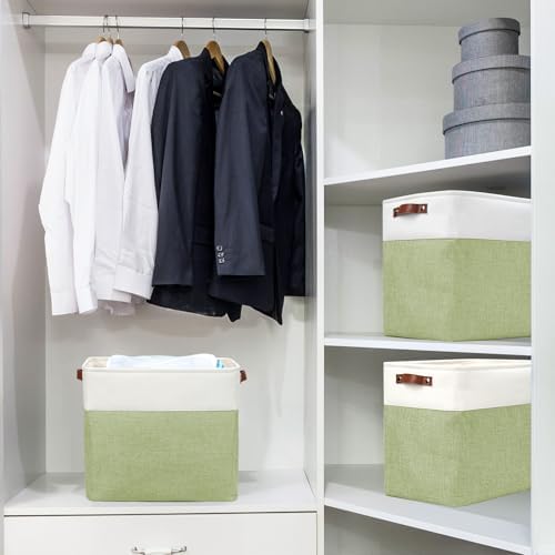 Bagnizer Large Fabric Storage Baskets | 50L Storage Bins, Decorative Linen Closet Baskets with Handles for Organizing, S