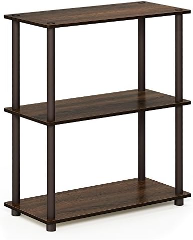 Furinno TURN-N-TUBE Storage Shelves, 3-Tier Book Shelf, Corner Shelf, Toolless Open Shelves, for Organization and Storag