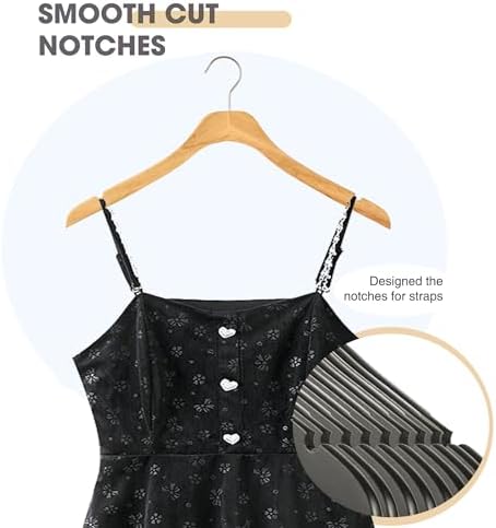 Natural Slim Solid Wood Coat 20 Pack Wooden Clothes Hangers,16.7inch Ultra Thin Space Saving Wooden Adult Hangers,Heavy 