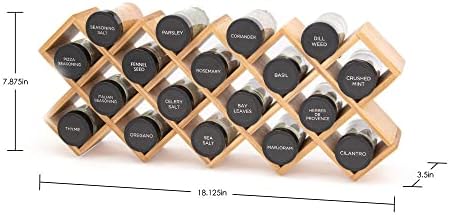 Kamenstein Criss Cross 18 Jar Bamboo Spice Rack with Spices Included - Countertop, Drawer, or Wall Mount Organizer with 
