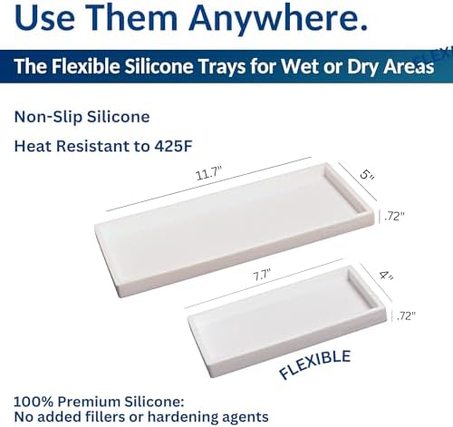 Spacewiser Countertop & Vanity Silicone Tray – 2 PC (11.7" & 7.7") Set