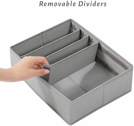4 Packs Adjustable T-shirt Drawer Organizers for Clothing with 6 Adjustable Dividers, 7 Grids Wardrobe Storage Box, DIY 