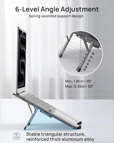 SODI Ultra Compact Foldable Laptop Stand - Portable Laptop Holder for Desk & Travel Use, Adjustable, Ergonomic Aluminum 