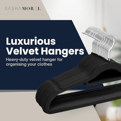 20 Pack Velvet Hangers | Non Slip Velvet Hangers for Clothes with Tie Organisers | Space Saving Hangers and 360° Swivel Hooks | Clothes Hangers Wardrobe Storage Organiser