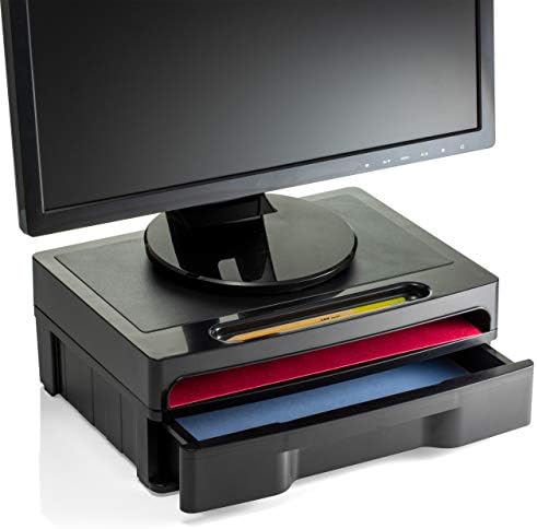 Officemate 2200 Series Executive Monitor Stand with Drawer, Black (22502) (Pack of 4)