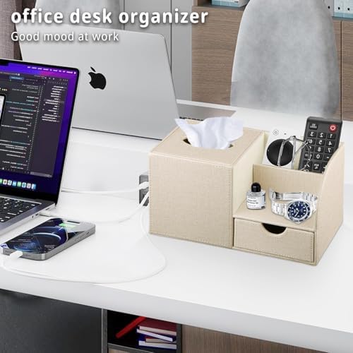 Tissue Box Cover with Drawer Organizer and Storage Tray,Cube Tissue Holder