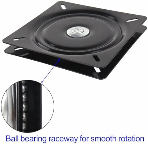12 Inch Lazy Susans Turntable Bearings Swivel Zinc Plate, Black Square Lazy Susan Hardware, Heavy Duty Lazy Susan Replac