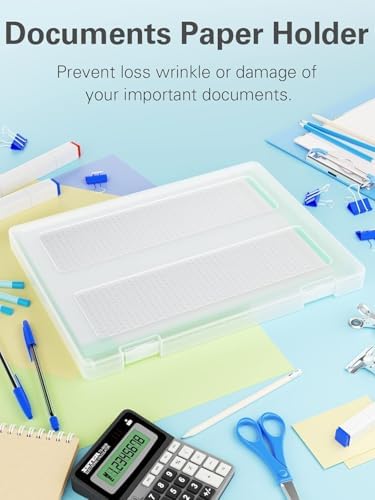 8-Pack A4 Plastic Paper Organizer Box, Scrapbook Storage for 8.5” x 11” Letter Papers, Portable Document Holder, Board G