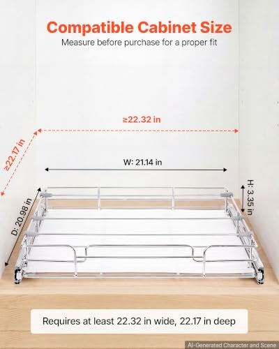VEVOR Pull Out Cabinet Organizer 21.14"W x 20.98"D Steel Slide Out Drawers