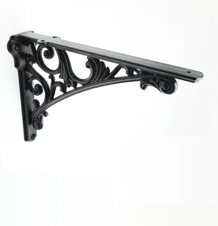 Decorative Shelf Bracket 12 inch Black Brackets for Shelving Solid Heavy Duty Vintage DIY Projects Hardware Included 2 P
