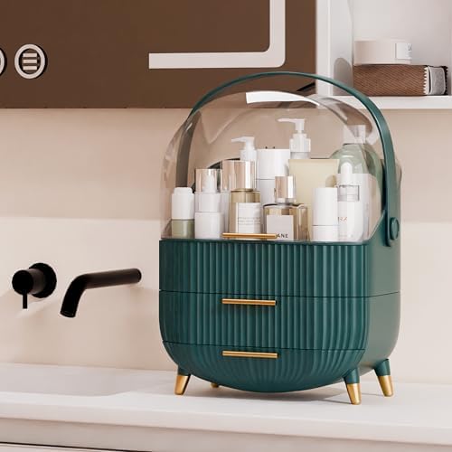 lurcns Makeup Organizers and Storage Make up Organizer for Vanity Cosmetics Skincare With Lid and Drawers Display Cases 