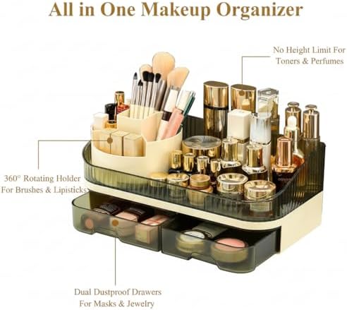 Makeup Organizer Countertop with Dual Drawers