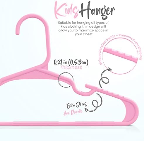 Utopia Home Kids Hangers 60 Pack – 11.5 Inch Baby Closet Hangers Baby Pink