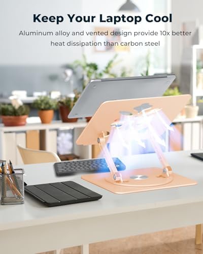 Aoviho 360° Rotating Laptop Stand for Desk | Adjustable, Foldable, Portable Aluminum Ergonomic Riser | Compatible with M