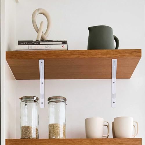 8Pcs White L Floating Shelf Brackets, Wall Mount 11.81x7.48in