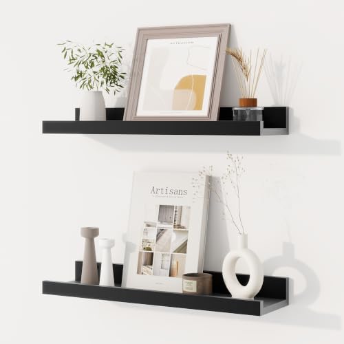 Dreamland Picture Ledge Shelf for Wall, Floating Shelves Set of 2,18 inch Long Floating Shelves with Lip for Living Room
