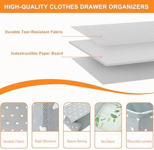 12 Pack Baby Clothes Organizer for Nursery Drawer - Foldable Fabric Dresser Dividers & Storage Bins for Diapers, Onesies