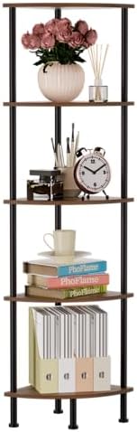 5-Tier Corner Shelf Stand, 52" Industrial Corner Display Rack for Living Room, Bookshelf, Tall Display Shelf, Plant Stan