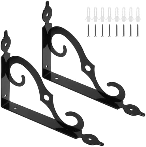 Luomorgo L Bracket Decorative Shelf Brackets, 7.4 Inch, Black, 2 Pcs
