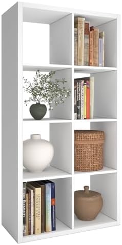 8 Cube Storage Organizer Shelf, White, 11 inch