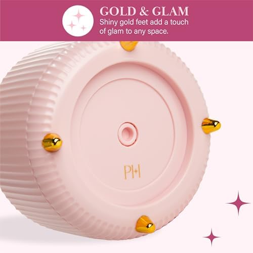 Paris Hilton 360° Rotating Makeup Brush Holder, Fluted Design with 5 Compartments, Glam Organizer for Brushes & Tools, P