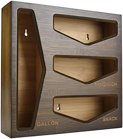 Bamboo Bag Storage Organizer for Kitchen Drawer, Baggie organizer, Compatible with Gallon, Quart, Sandwich and Snack Var