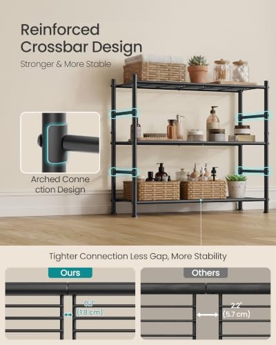 SONGMICS 3-Tier Storage Rack, Steel Wire Shelving Unit, Easy Assembly