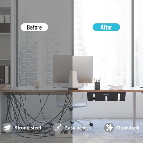 Under Desk Cable Management Tray,17" Cable Organizer,Power Strip Holder