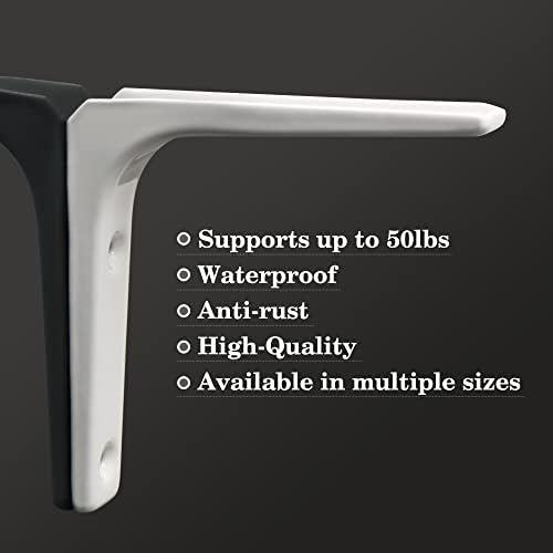 SAYAYO Wall Shelf Bracket White, 4 Inch Heavy Duty L Bracket for Wood