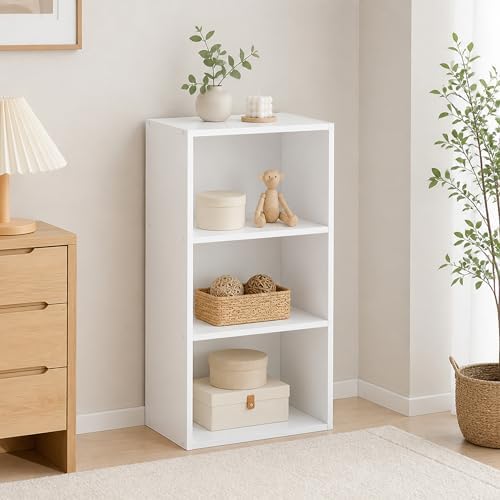 3-Tier Bookcase, Cube Bookshelf, Book Shelf, Cube Storage Organizer with Open Shelves, 9.3 x 16 x 31.4, for Living Room,