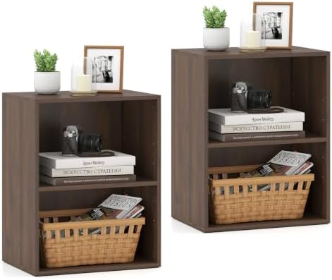 Tangkula 2-Cube Bookcase, Floor Standing Open Bookshelf, 5-Position Adjustable Shelf, Modern Display Shelf, Anti-Topplin