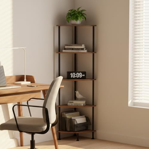 5-Tier Corner Shelf Stand, 52" Industrial Corner Display Rack for Living Room, Bookshelf, Tall Display Shelf, Plant Stan
