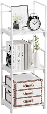 FIDUCIAL HOME 3 Tiers Small Bookshelf White Open Short Book Shelf