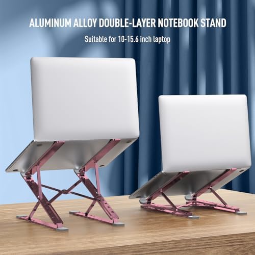 Portable Laptop Riser, Adjustable Laptop Stand,Aluminum Laptop Stand for Desk Foldable, Ergonomic Computer Notebook Stan