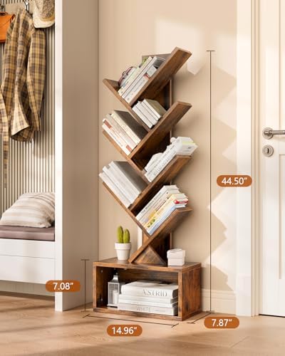 Evermagin 6 Tier Tree Bookshelf with Lights, LED Book Tree Bookcase