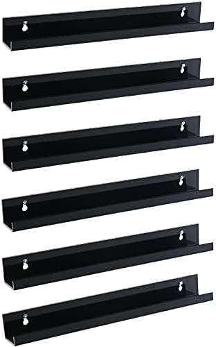 Sooyee 6 Pack 15 Inch Floating Shelf, Black