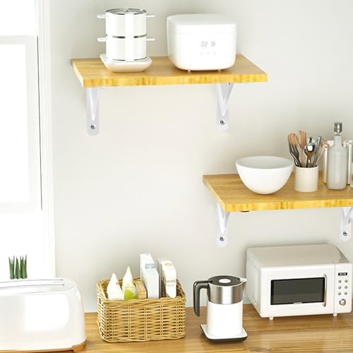 Heavy Duty Shelf Brackets Wall Mount Steel Bracket Wall Brackets for Shelves (White, 6 x 4 Inch-3 Pairs)