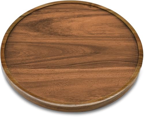 12" Acacia Wood Lazy Susan Organizer Kitchen Turntable for Cabinet Pantry Table Organization