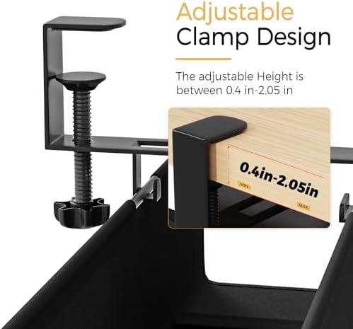 Under Desk Cable Management Tray 39.7" - No Drill Computer Wire Organizer Cable Tray, Cord Hider Clamp Mount with 16X Ca