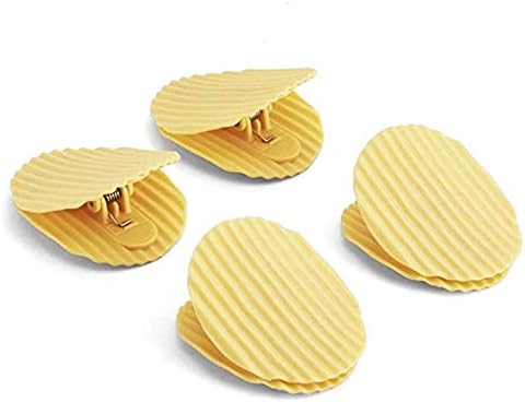 Genuine Fred, POTATO CLIPS, Set of 4, Wavy Chip Bag Closures, Chip Clips, Bag Clips, Patented Design