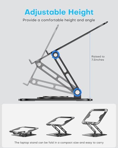 LOXP Adjustable Laptop Stand, Computer Stand with 360 Rotating Base
