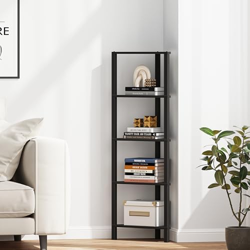 TUTOTAK Corner Shelf, 5-Tier Corner Bookshelf for Small Space